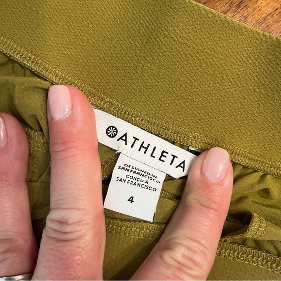 Athleta Women’s Vienna Slim Pant in Olive Mustard yellow green color size 4 - Picture 3 of 9